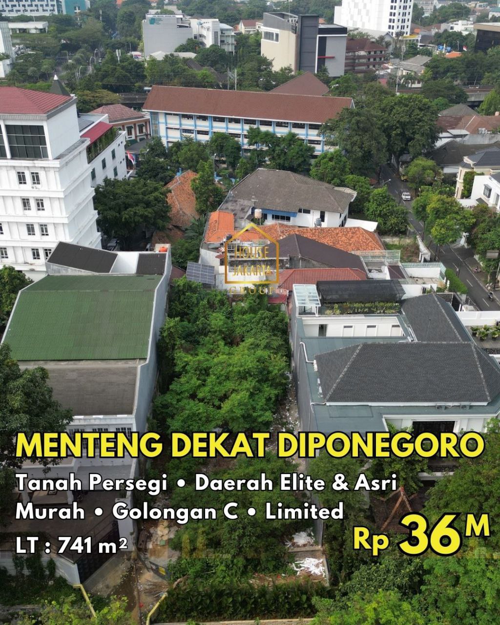  Tanah Persegi Di Menteng Dekat Diponegoro, Daerah Elite & Asri, Golongan C, Limited, Murah