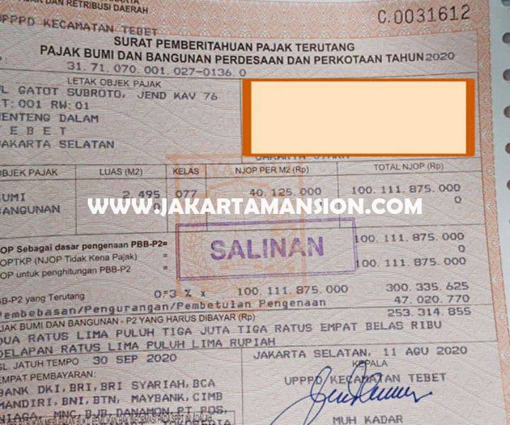 CS1415 Tanah Komersial Jalan Gatot Subroto Pancoran Dijual murah 60juta/m Bisa untuk Gedung Kantor 24 lantai