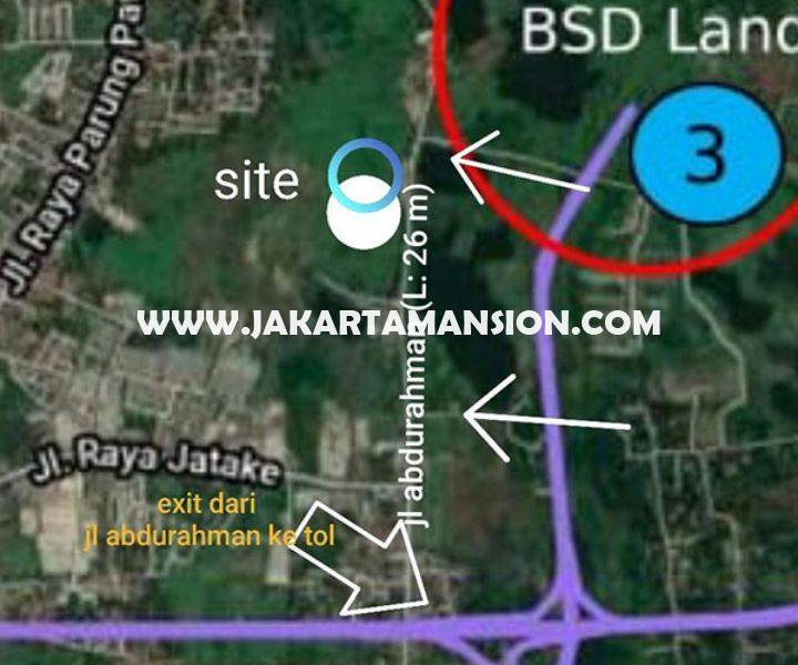 LS1477 Tanah 32 hektar Jalan Jatake Raya dekat babakan BSD Tangerang Dijual Murah 1,6 juta/m