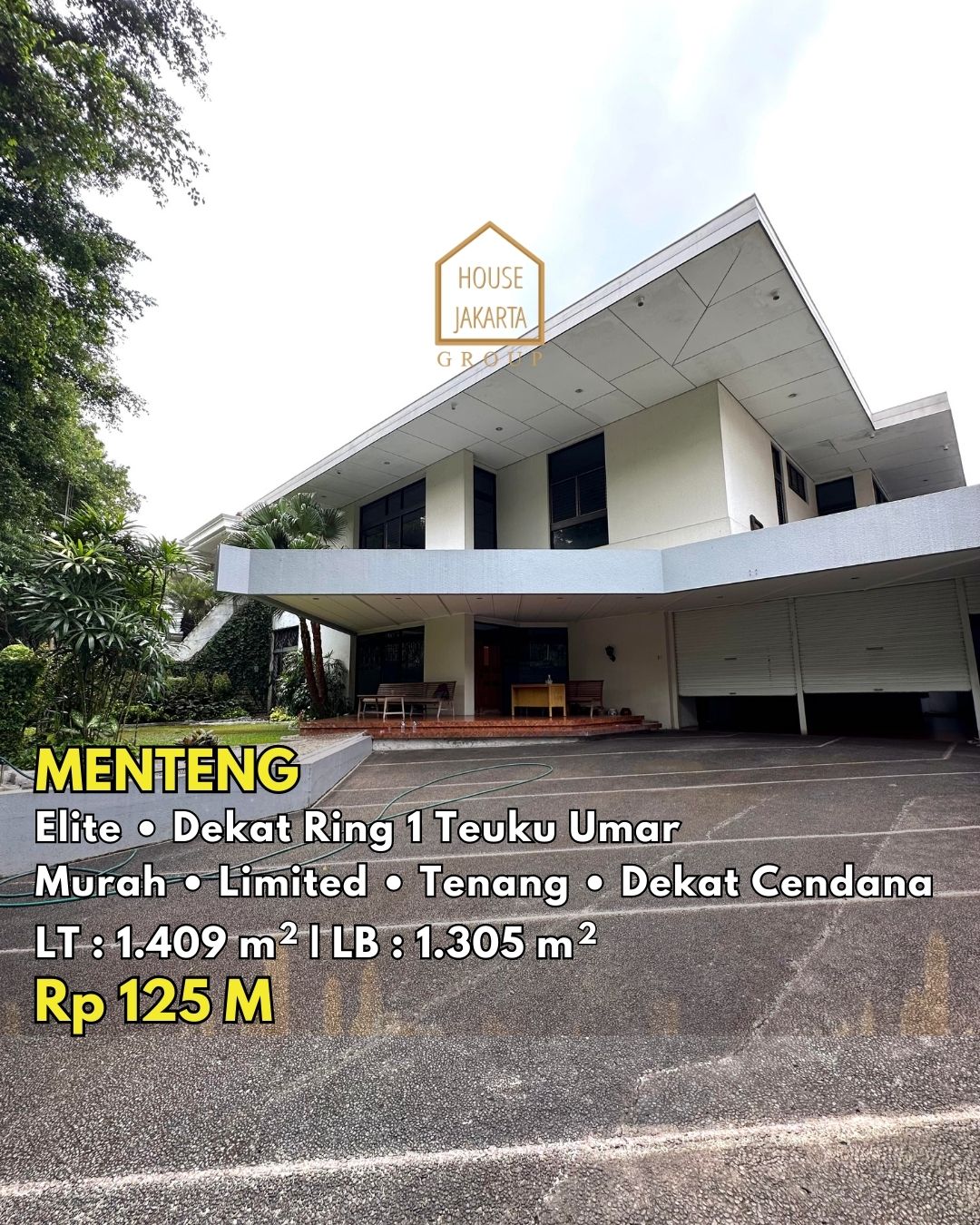 HS1581 FOR SALE: RUMAH DENGAN TANAH LUAS, BANGUNAN BESAR DI AREA PREMIUM, PRIVATE POOL, MENTENG.