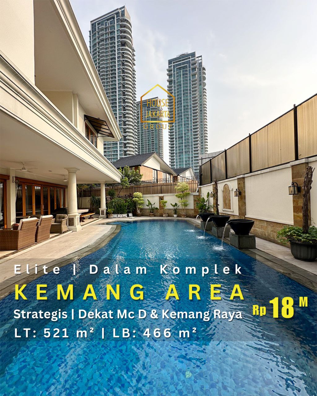 HS1722 Townhouse Kemang Area Elite Dalam Komplek • Lokasi  Strategis,  Dekat McD & Kemang Raya