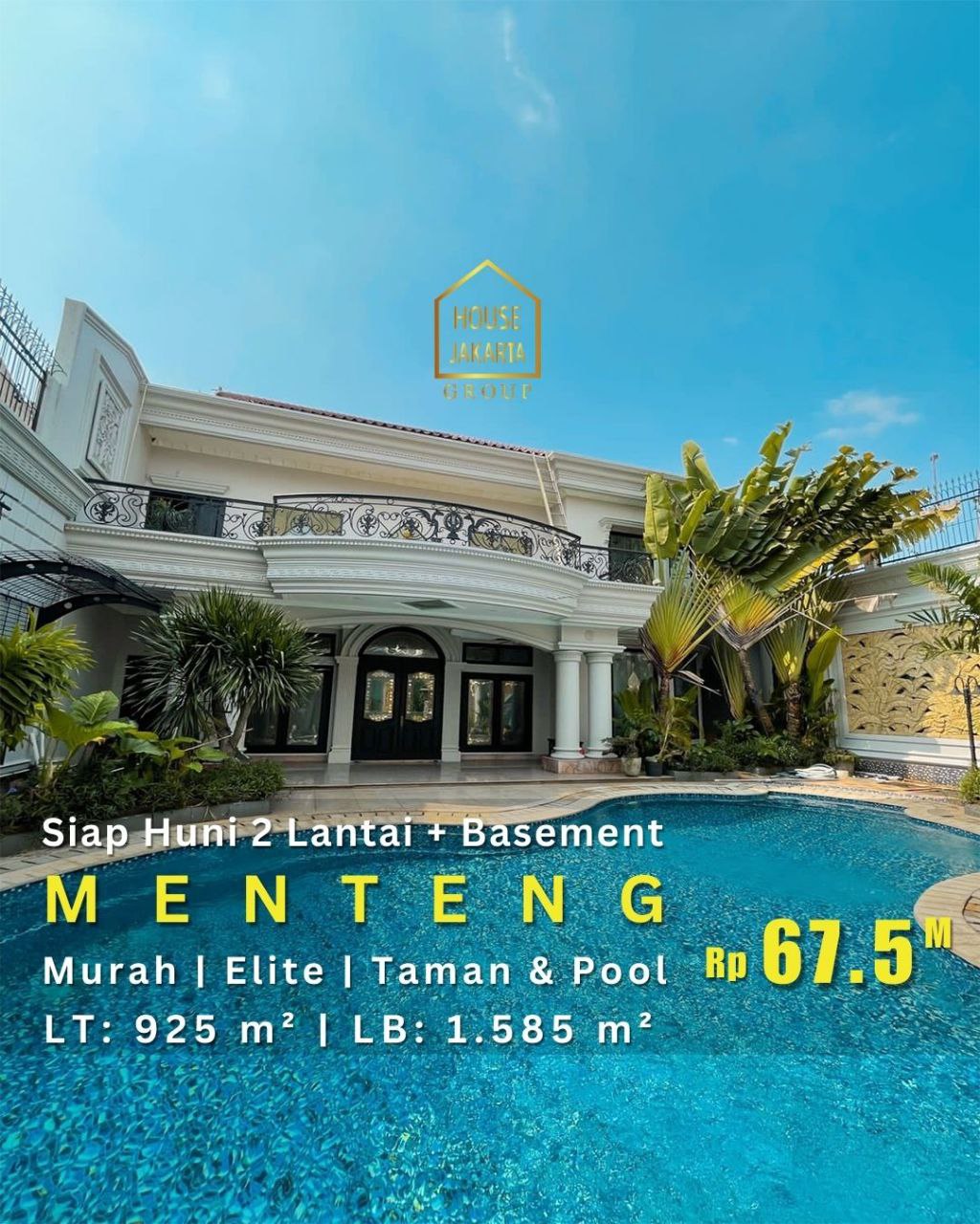 HS1742 Luxurious House Menteng 2 Lantai, Ada Basement.  Dekat Ring 1, Tidak Tusuk Sate