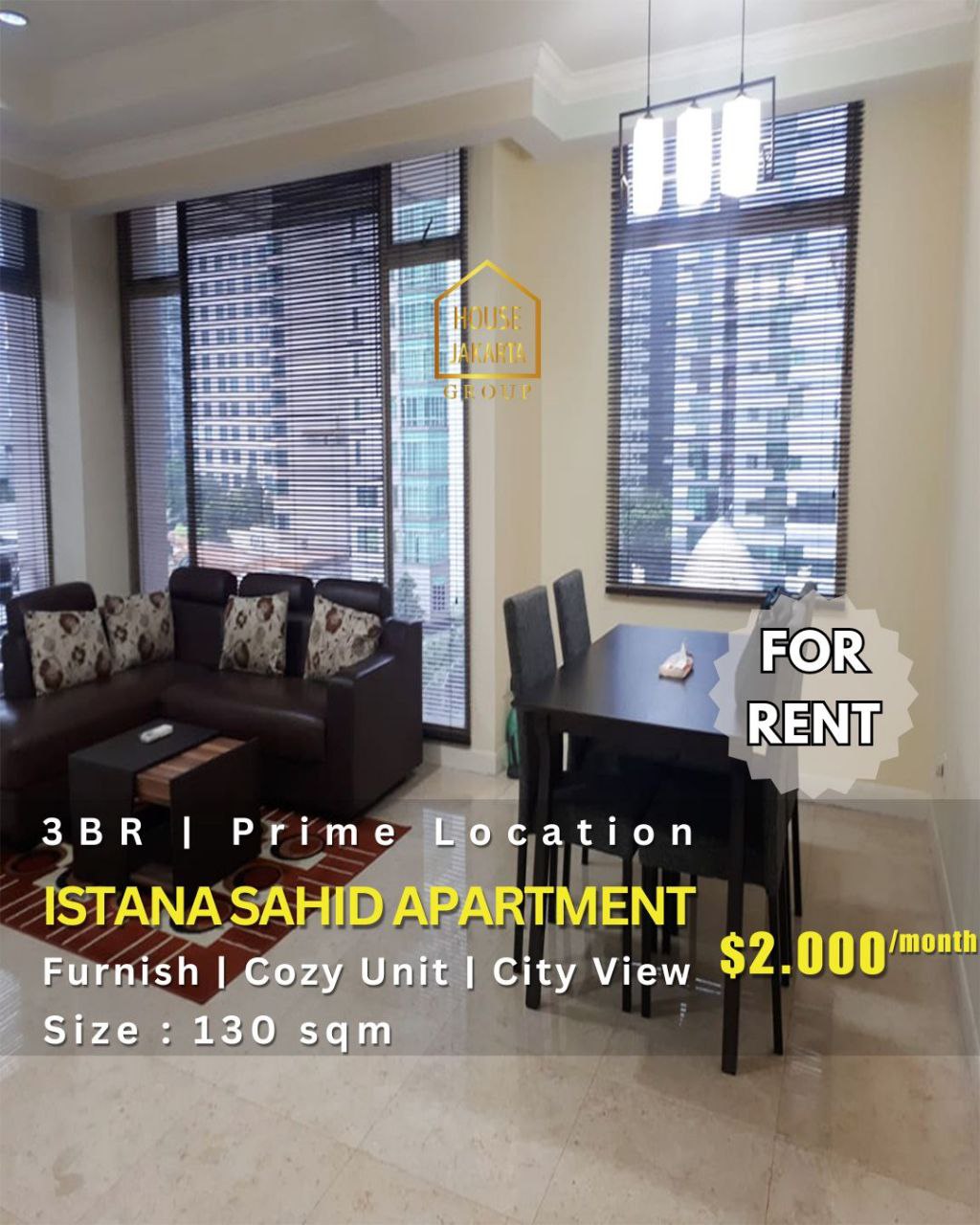 HR1773 Istana Sahit Apartement Menteng, Cozy Unit, 3 BR, Prime Location, Furnished