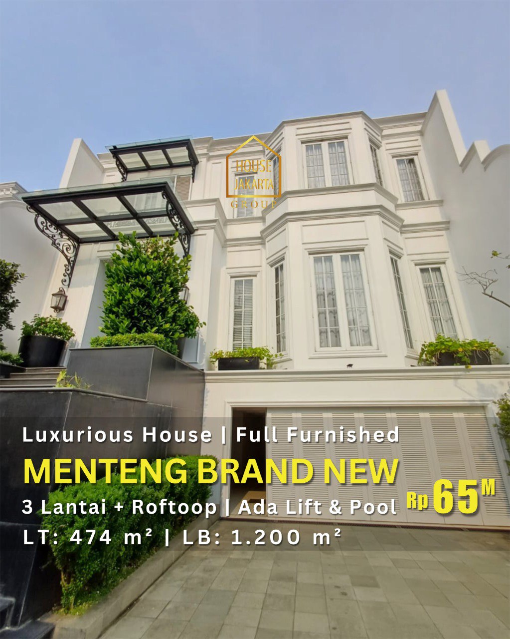 HS1777 Luxurious Brand New House Menteng, 3 Lantai + Rooftop, Fully Furnished