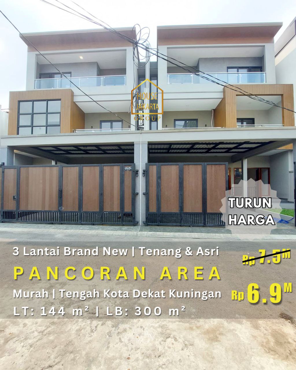 HS1783 Brand New 3 Lantai Di Pancoran Jakarta Selatan. Strategis Di Tengah Kota Dekat Kuningan. Murah