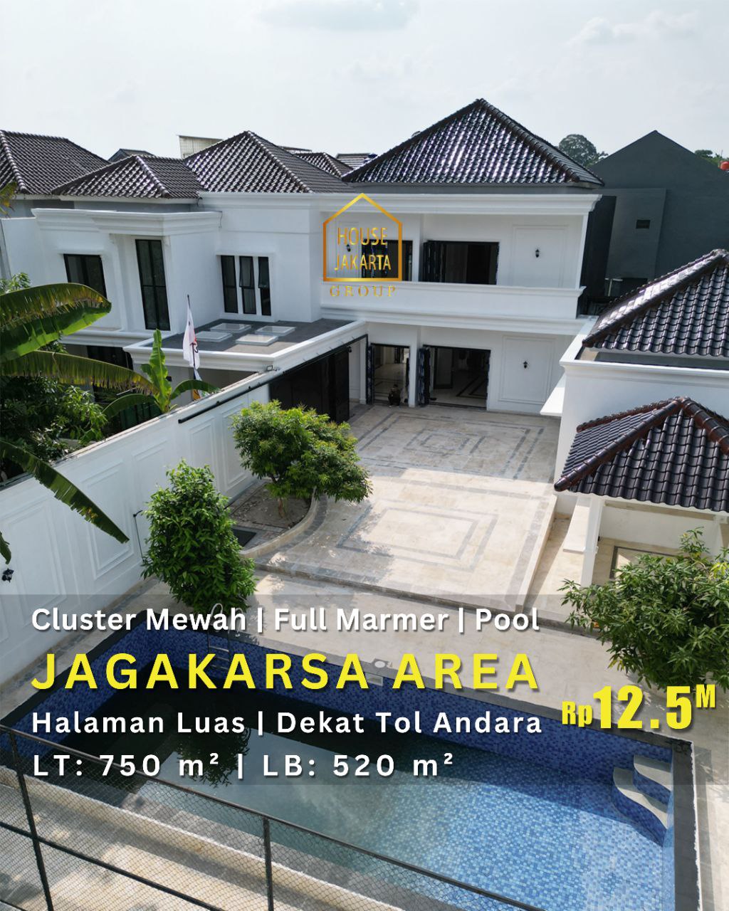 HS1784 Rumah Mewah Di Jagakarsa Area Full Marmer 2 Lantai Dalam Cluster, Dekat Tol Andara