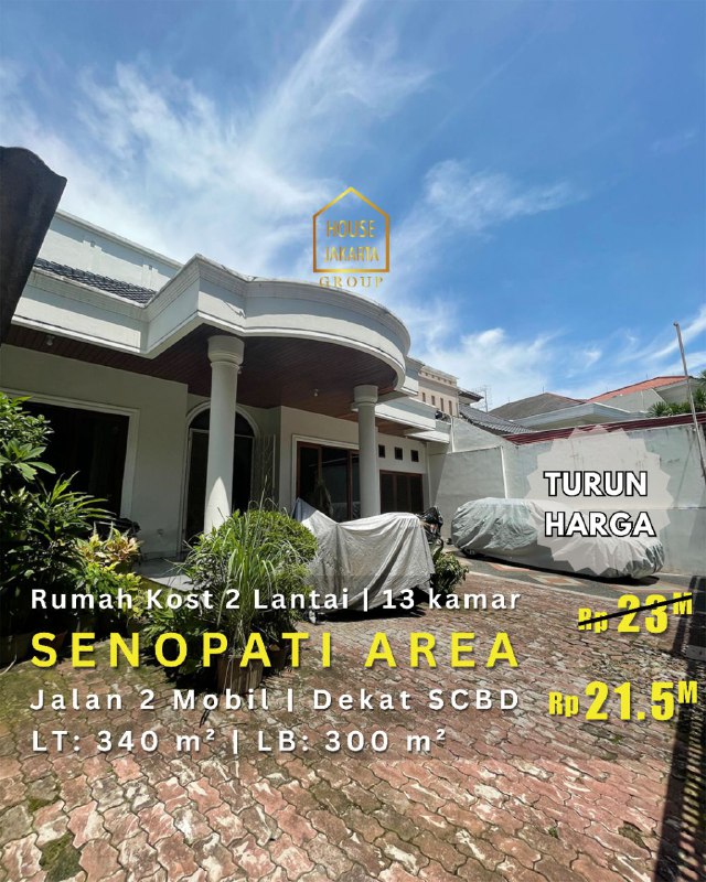 HS1792  Rumah Kost Di Senopati - Kebayoran Baru 2 Lantai Isi 13 Kamar di Area Elite Dekat SCBD, Jalan Lebar
