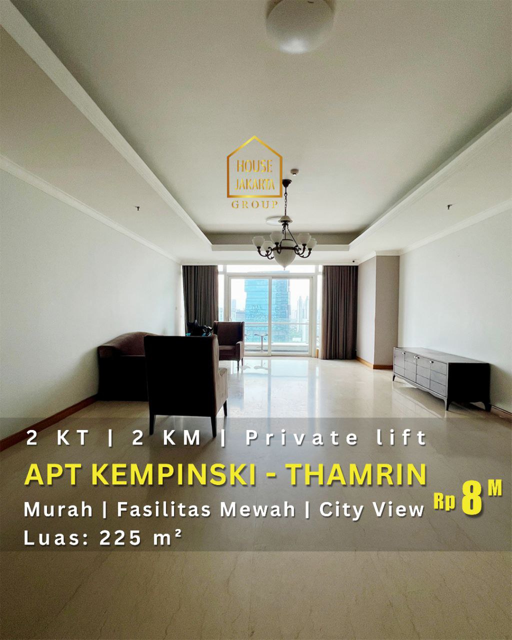 AS1794 Apartemen Kempinski - Thamrin, Unit Mewah, Private Lift, Murah City View