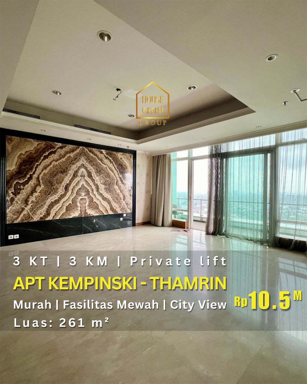 AS1795 Apartemen Kempinski - Thamrin, 3 Br, Fasilitas Mewah.