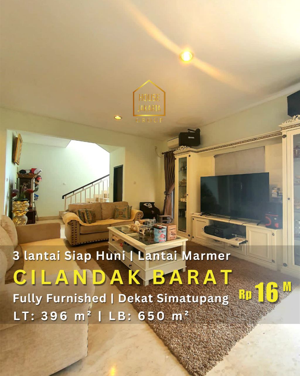 HS1797 Rumah 3 Lantai Siap Huni Di Cilandak Barat, Fully Furnished. Dekat Simatupang