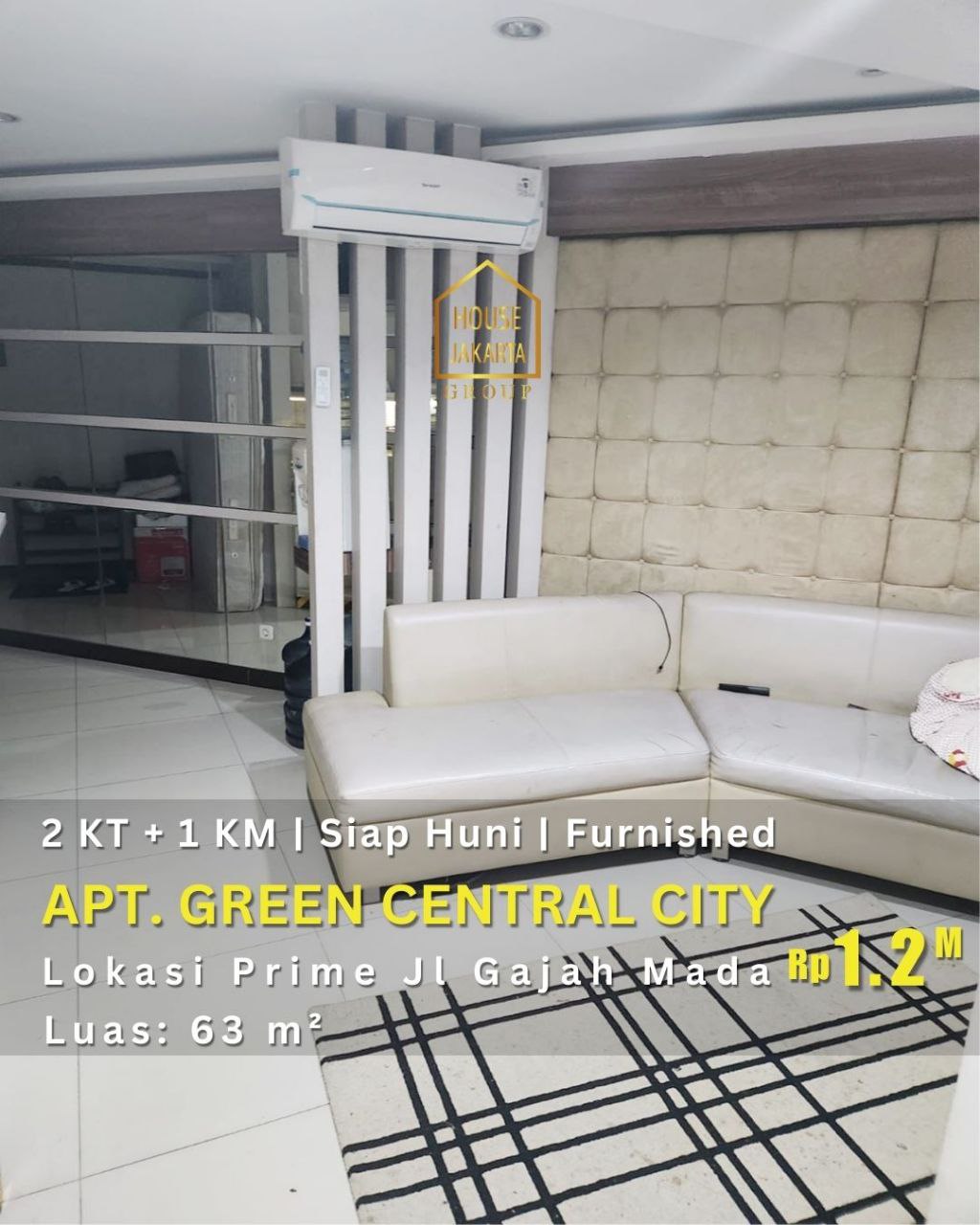 AS1798 Apartemen Green Central City Di Jl Gajah Mada, Siap Huni 2 Br. Furnished
