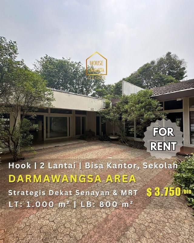HR1820 Rumah Di Dharmawangsa 2 Lantai, Hook Cocok Untuk Kantor & Sekolah. Strategis Dekat Stasiun MRT