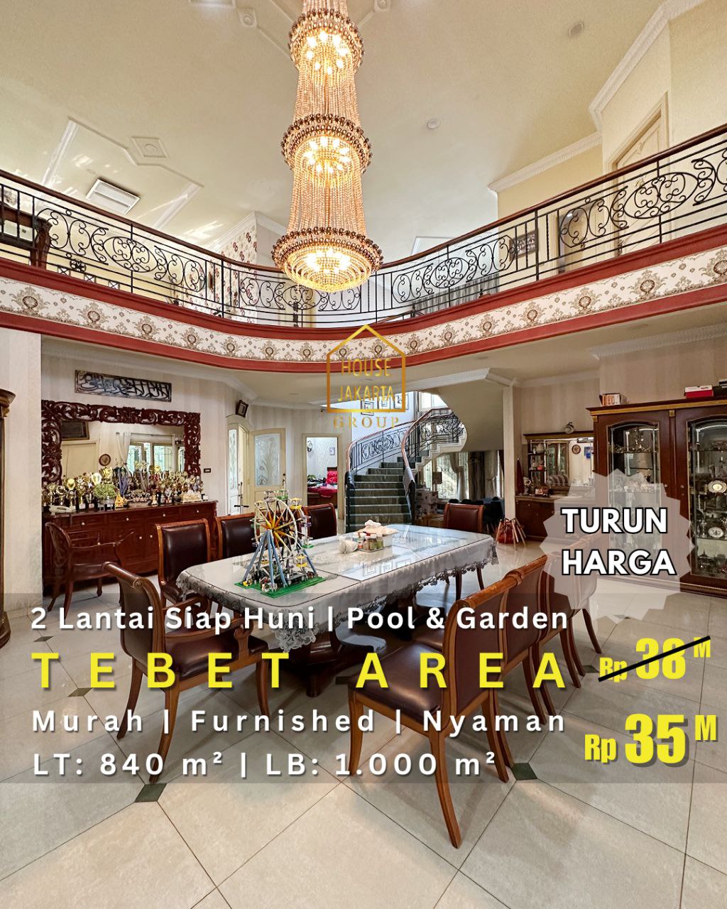 HS1823 Rumah 2 Lantai Tebet Area Siap Huni Dengan Pool Dan Garden. Fully Furnished. Murah Dan Nyaman