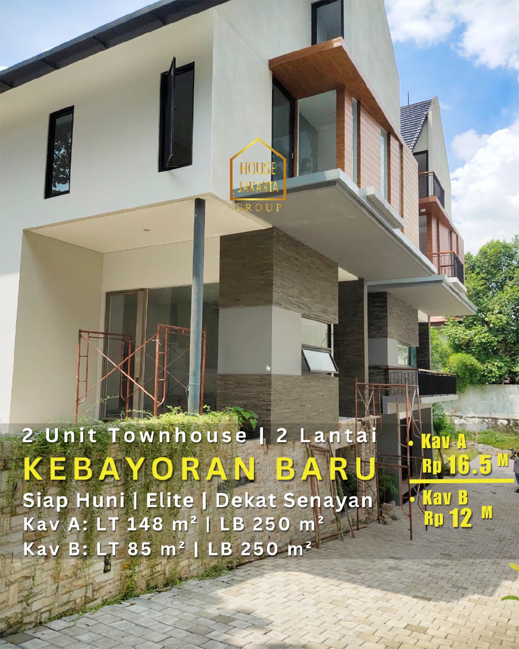 HS1827 Townhouse di Kebayoean Baru, 2 Lantai Siap Huni Elite Dekat Senayan