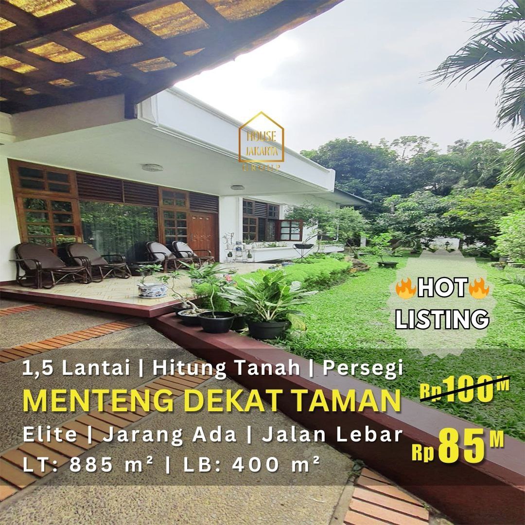 HS1830 Rumah 1,5 Lantai Hitung Tanah Di Menteng - Dekat Taman. Bentuk Persegi Elite Jalan Lebar Jarang Ada