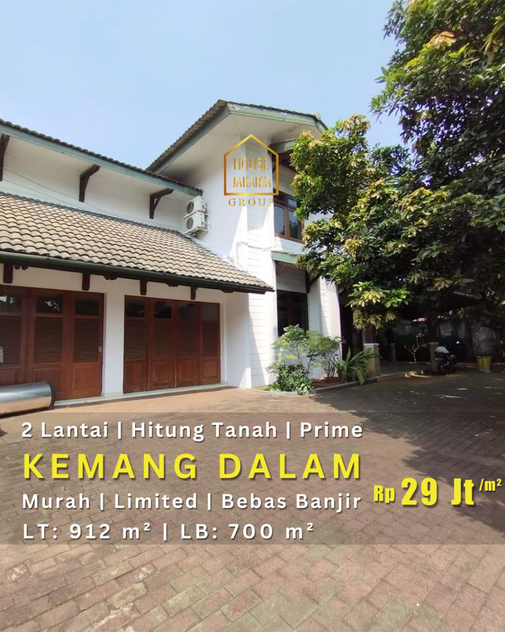 HS1846 Rumah Murah Hitung Tanah Di Kemang Dalam. 2 Lantai Limited, Bebas Banjir 