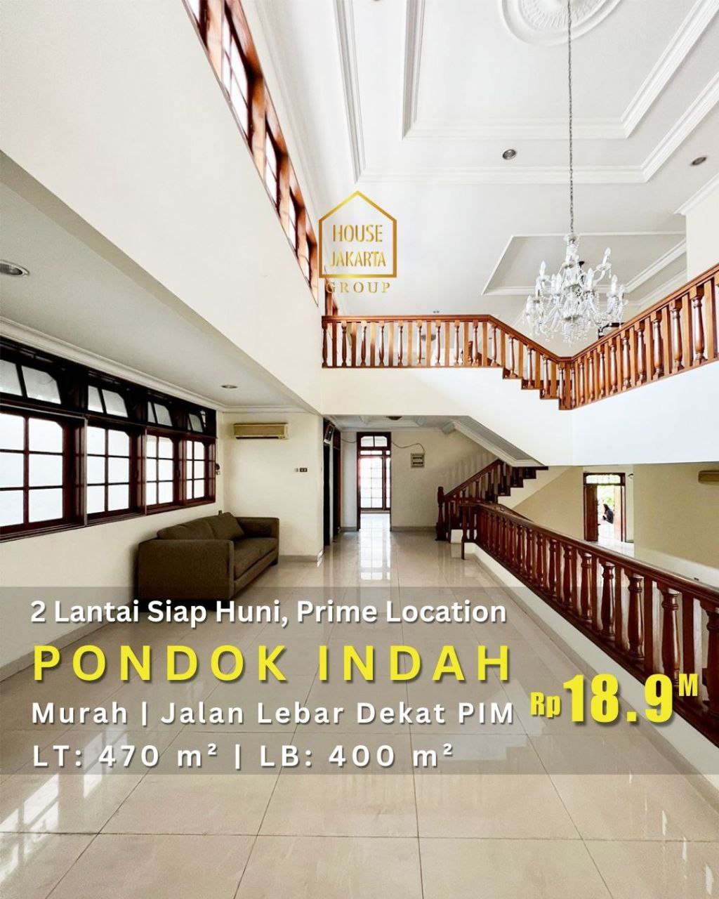 HS1847 Rumah Murah 2 Lantai Jalan Lebar Di Pondok Indah Siap Huni. Prime Location Dekat PIM 