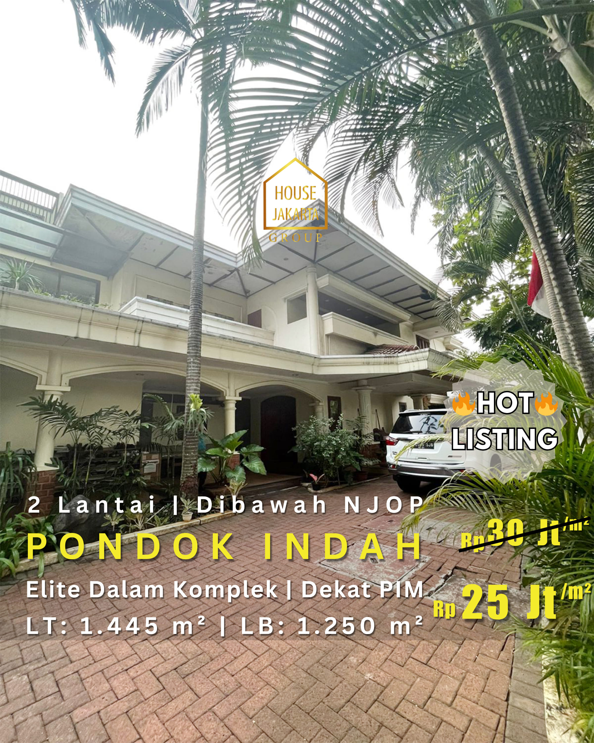 HS1850  Rumah Elite 2 Lantai Dalam Komplek Pondok Indah, Lingkungan Tenang dan Prestige, Dekat PIM