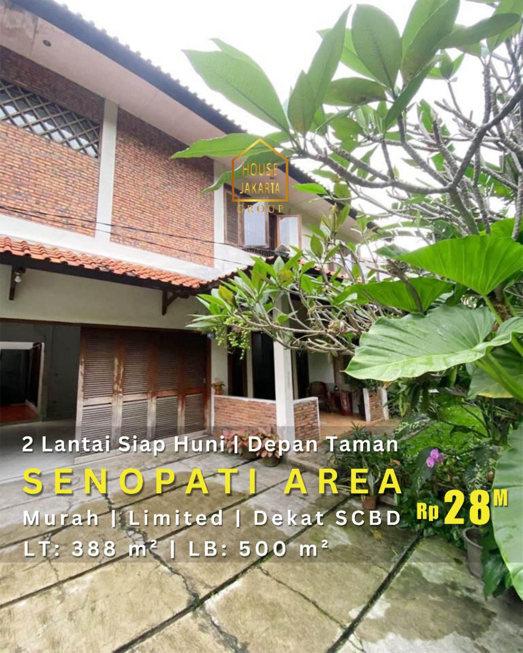 HS1853 Rumah 2 Lantai Siap Huni Senopati Area • Depan Taman • Murah • Limited • Dekat SCBD