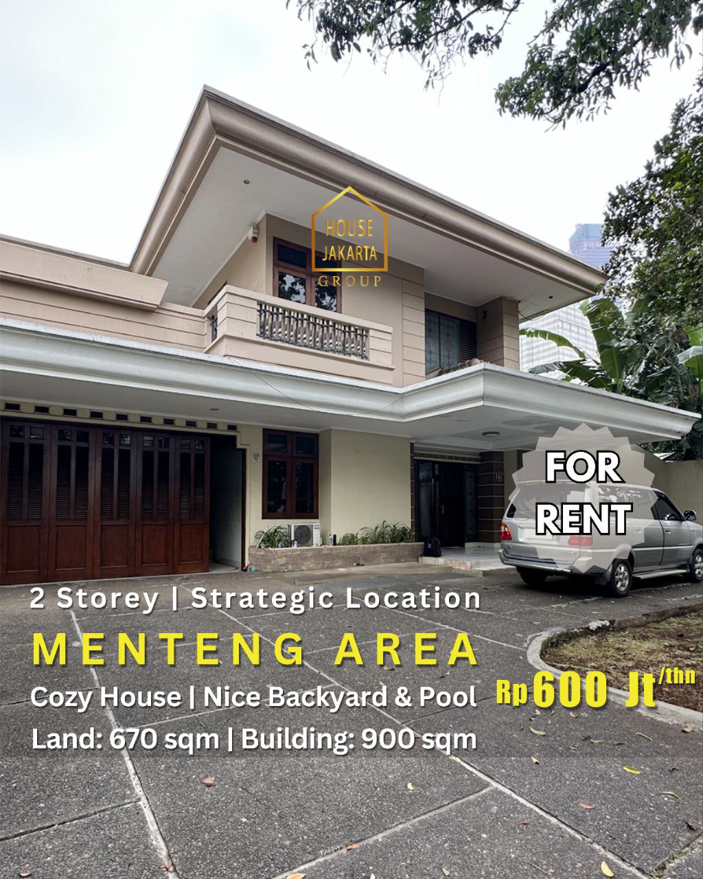 HR1857 Cozy House 2 Lantai Di Menteng with Nice Backyard and Swimming Pool • 2 Storey • Strategic Location