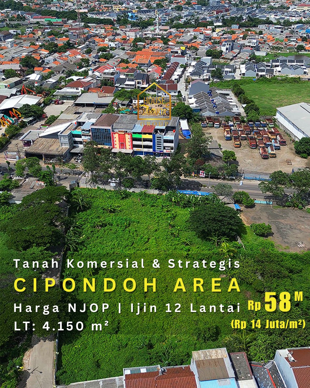 LS1875 Tanah Komersial Cipondoh Area Hampir NJOP •  Siap Bangun • Dekat Tang City Mall