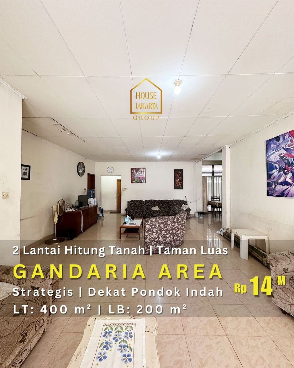 HS1879 Rumah Gandaria 2 Lantai, Taman Luas. Strategis,  Jarang Ada Dekat Pondok Indah