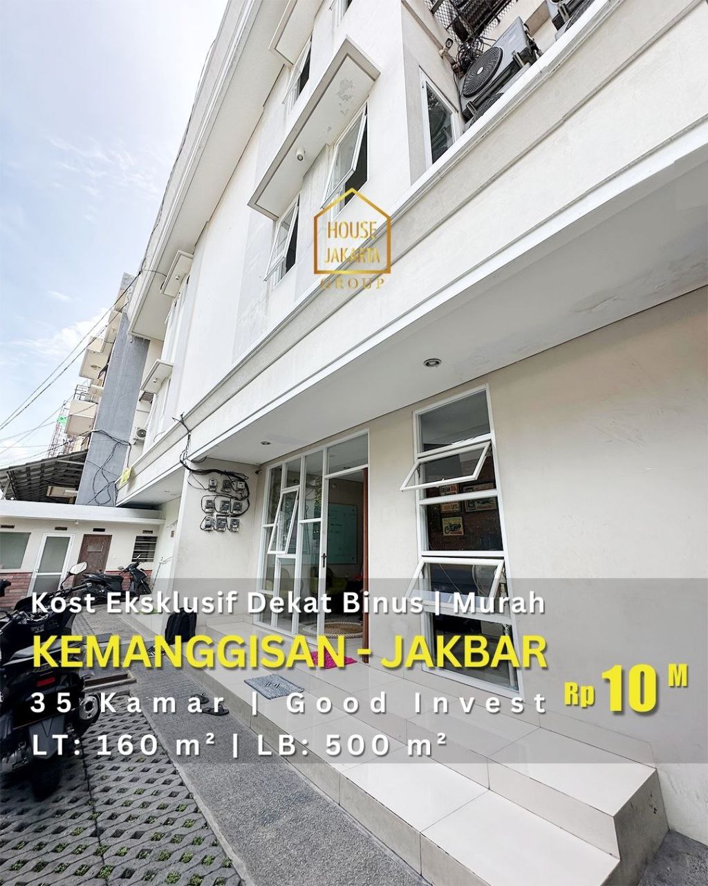 HS1880 Kost Eksklusif 35 Kamar Di Kemanggisan Jakarta Barat. Murah, Dekat Kampus Binus. Good Invest