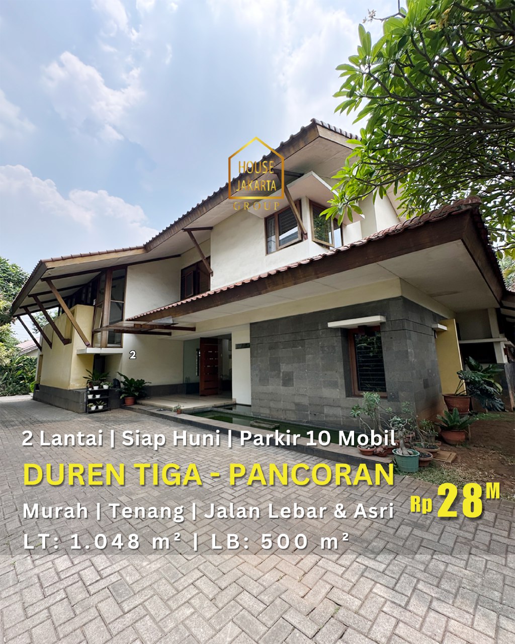 HS1900  Rumah DurenTiga 2 Lantai Siap Huni, Parkir 10 Mobil. Lingkungan Tenang. Jalan Lebar & Asri. MURAH...!!!