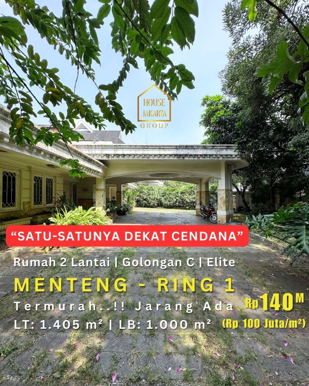 HS1909 Menteng - Ring 1 Rumah 2 Lantai, Golongan C, Elite Murah, Satu-Satunya Dekat Cendana   Bangunan 2 Lantai