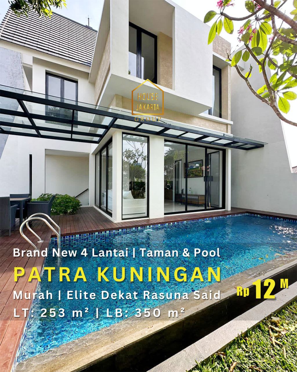 HS1915  Brand New Patra Kuningan 4 Lantai, Taman & Pool, Murah, Elite Dekat Rasuna Said