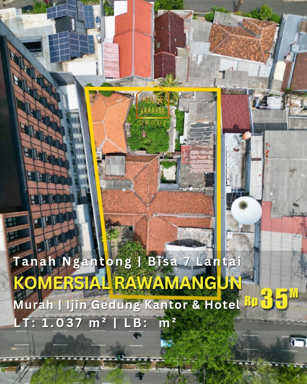 LS1923 Komersial Rawamangun Tanah Ngantong •  Bisa dibangun 7 Lantai • Murah • Ijin Gedung, Kantor & Hotel