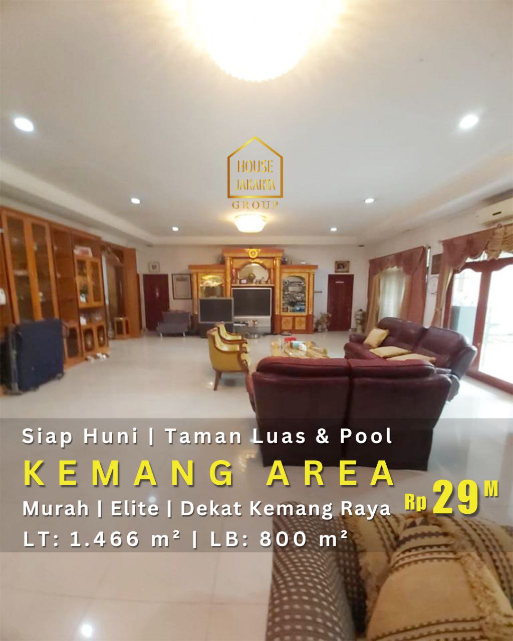 HS1924 Rumah Siap Huni Kemang Area, Taman Luas & Pool, Murah, Elite, Dekat Kemang Raya