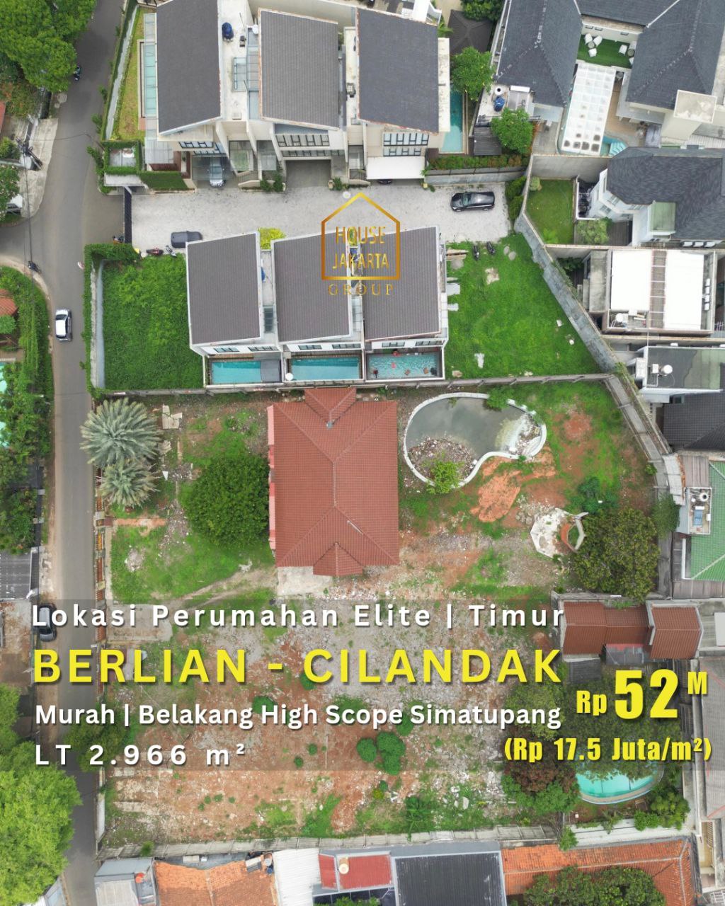 LS1932 Tanah Berlian - Cilandak Murah Lokasi Perumahan Elite, Hadap Timur, Belakang High Scope Simatupang