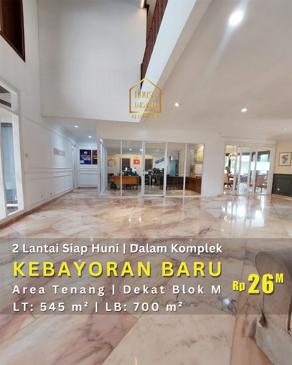 HS1939 Rumah Kebayoran Baru 2 Lantai Dalam Komplek Siap Huni. Area Tenang Dekat Blok M