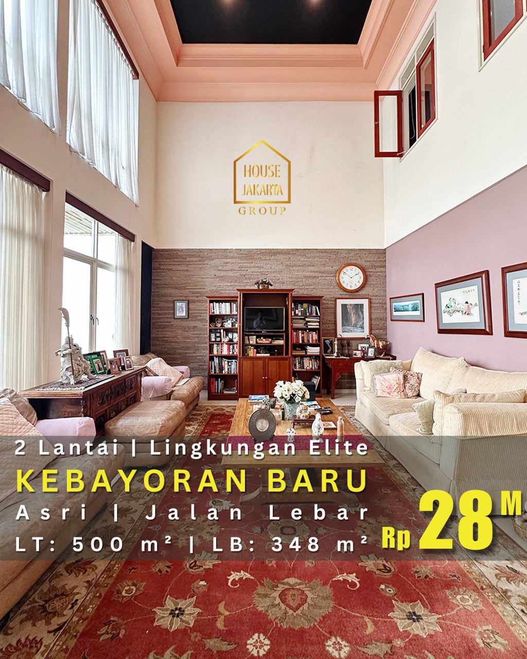 HS1967 FOR SALE: Rumah 2 Lantai Murah Siap Huni KEBAYORAN BARU. Row Jalan Lebar, Lingkungan Asri dan Tenang. Prime Area