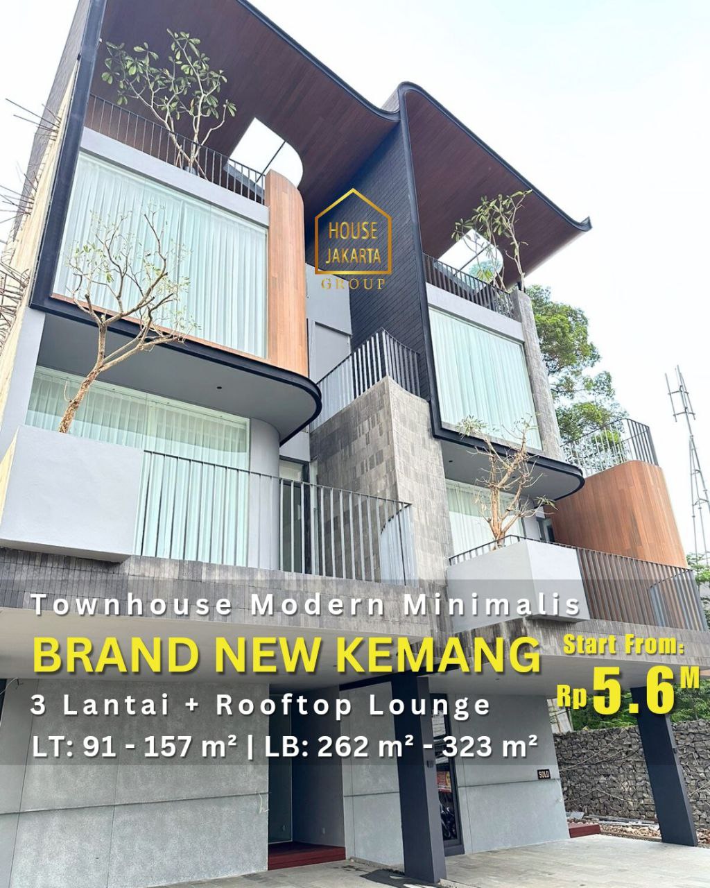 HS1971 FOR SALE: BRAND NEW KEMANG. Modern Minimalis House, 3 Lantai + Rooftop Lounge, terdapat  Private Garden Terrace. Lokasi Elite di Jakarta Selatan Dekat Mall, Sekolah Internasional, dan Perkantoran