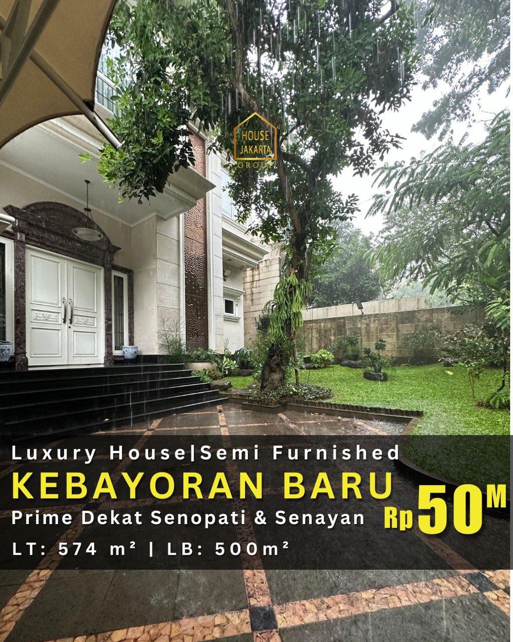 HS1983 Dijual Rumah Mewah Semi Furnished di KEBAYORAN BARU.   Lokasi Prime Dekat Senopati & Senayan 
