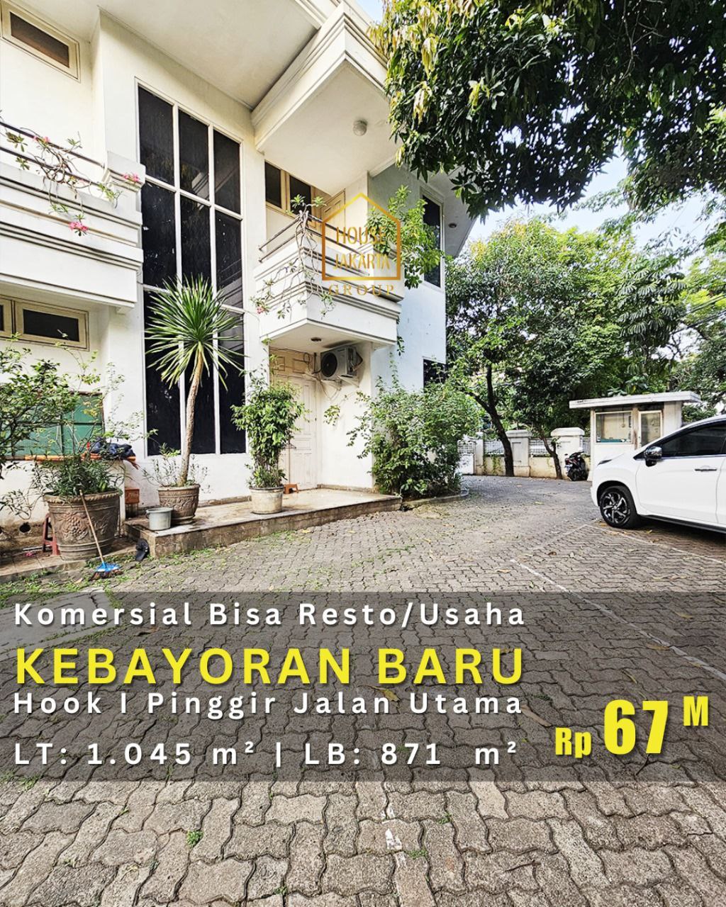 CS1986 FOR SALE: KEBAYORAN BARU. Rumah Komersial 2 Lantai Siap Huni, Pinggir Jalan Utama. Cocok untuk Resto atau Usaha. Carport 10 - 12 Mobil
