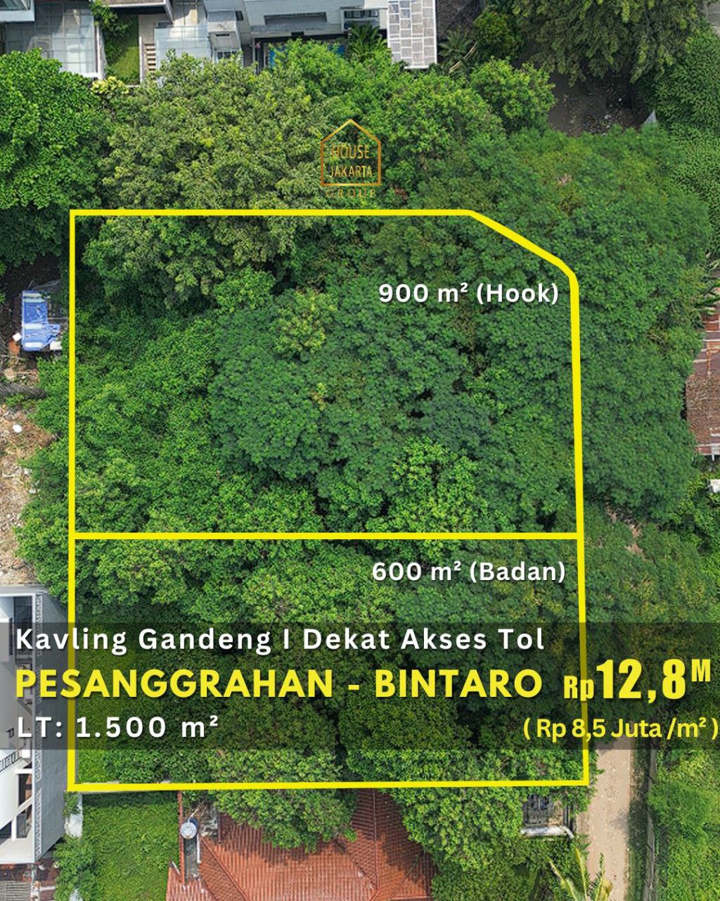 LS2003 PESANGGRAHAN. Tanah Kavling Gandeng, Lokasi Strategis Dekat Akses Tol, Jalan Lebar 2 Mobil