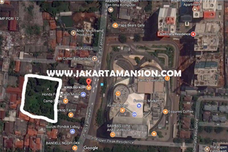 LS853 Tanah Jalan Fatmawati Pondok Labu 1 luas 5.389m dijual murah 18juta/m depan Mall One Bel Park